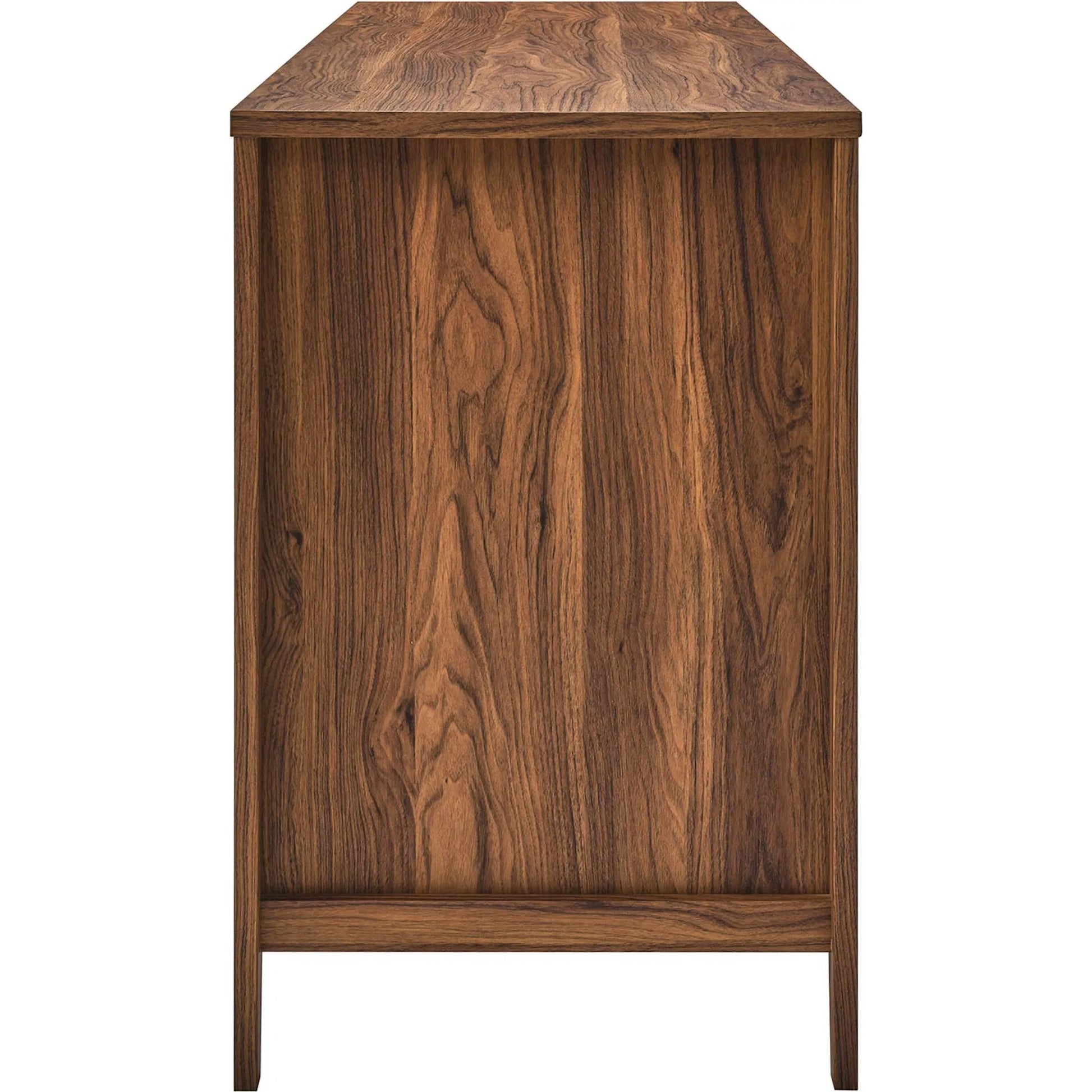 Oldham 63" Office Desk by Evans & Londeen in oak. Made from mdf, particle board, natural rattan, foam pad, brass handle, top panel : 200 lbs in a modern style.