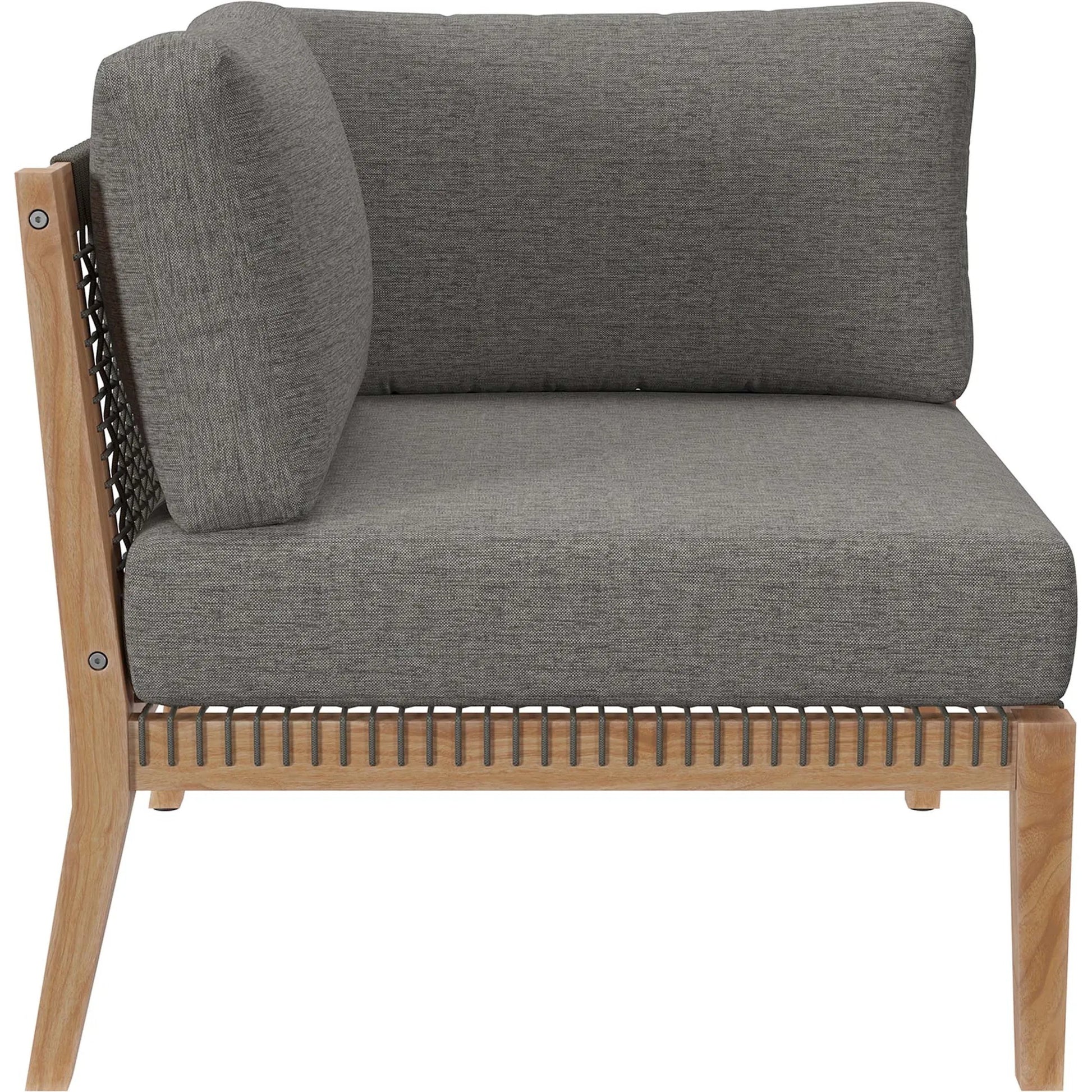 Cooper Teak Wood Loveseat by Evans & Londeen. Made from teak wood, rope, quick dry foam, tack glides, chair weight capacity: 226kgs. in a modern style.