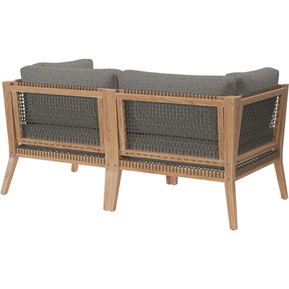 Cooper Teak Wood Loveseat by Evans & Londeen. Made from teak wood, rope, quick dry foam, tack glides, chair weight capacity: 226kgs. in a modern style.
