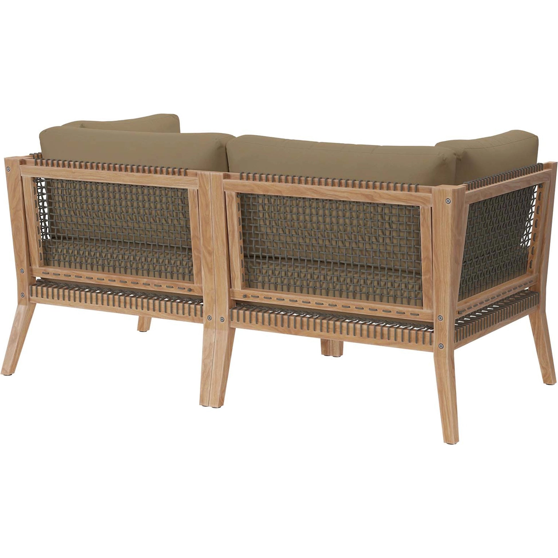 Cooper Teak Wood Loveseat by Evans & Londeen. Made from teak wood, rope, quick dry foam, tack glides, chair weight capacity: 226kgs. in a modern style.