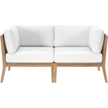 Cooper Teak Wood Loveseat by Evans & Londeen. Made from teak wood, rope, quick dry foam, tack glides, chair weight capacity: 226kgs. in a modern style.