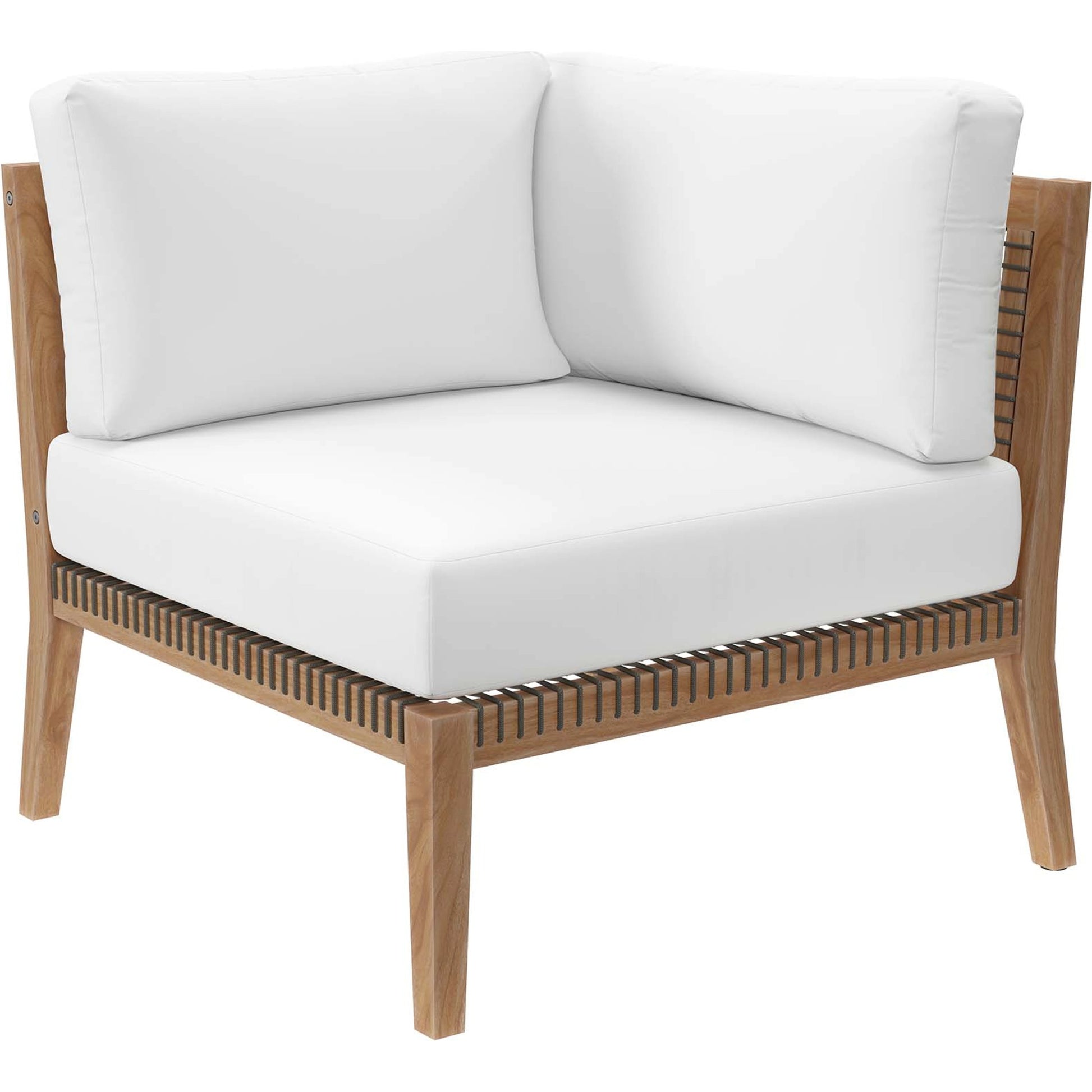 Cooper Teak Wood Loveseat by Evans & Londeen. Made from teak wood, rope, quick dry foam, tack glides, chair weight capacity: 226kgs. in a modern style.
