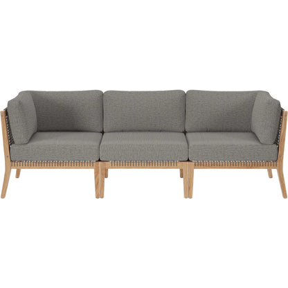 Cooper Teak Wood Sofa by Evans & Londeen. Made from teak wood, rope, quick dry foam, tack glides in a modern style.