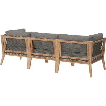 Cooper Teak Wood Sofa by Evans & Londeen. Made from teak wood, rope, quick dry foam, tack glides in a modern style.