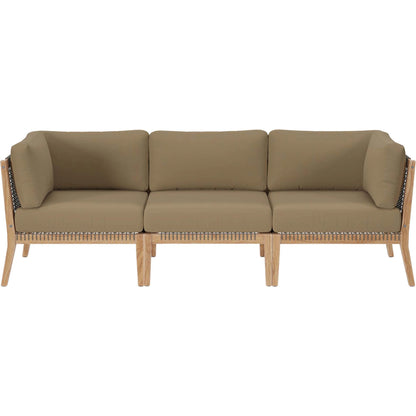 Cooper Teak Wood Sofa by Evans & Londeen. Made from teak wood, rope, quick dry foam, tack glides in a modern style.
