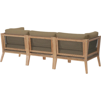 Cooper Teak Wood Sofa by Evans & Londeen. Made from teak wood, rope, quick dry foam, tack glides in a modern style.