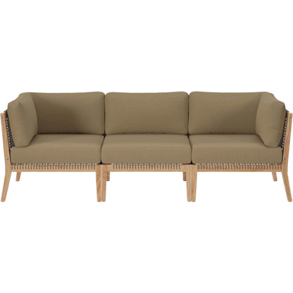 Cooper Teak Wood Sofa by Evans & Londeen. Made from teak wood, rope, quick dry foam, tack glides in a modern style.