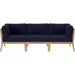 Cooper Teak Wood Sofa by Evans & Londeen. Made from teak wood, rope, quick dry foam, tack glides in a modern style.