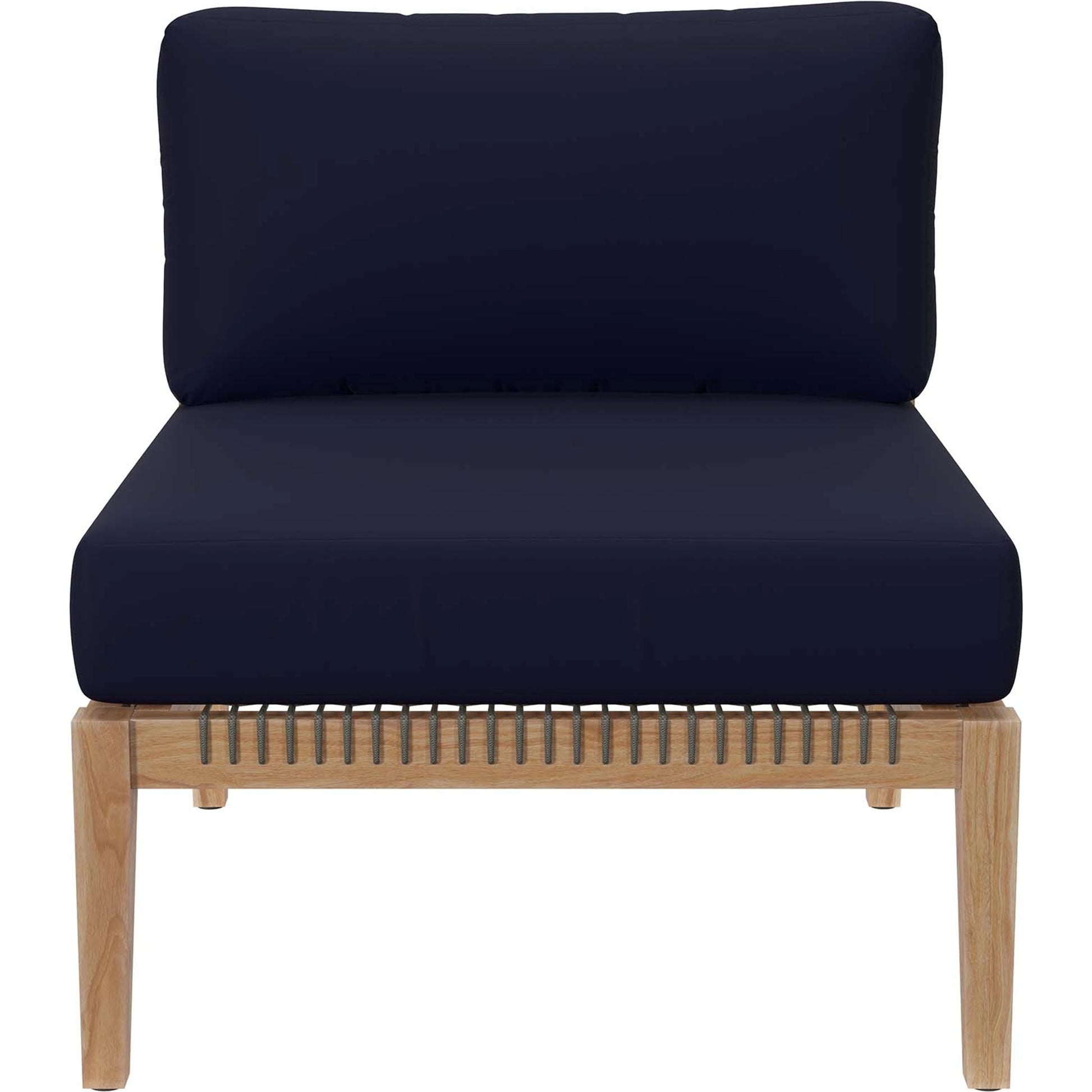 Cooper Teak Wood Sofa by Evans & Londeen. Made from teak wood, rope, quick dry foam, tack glides in a modern style.