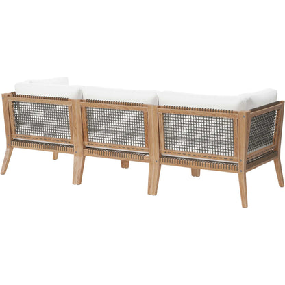 Cooper Teak Wood Sofa by Evans & Londeen. Made from teak wood, rope, quick dry foam, tack glides in a modern style.