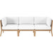 Cooper Teak Wood Sofa by Evans & Londeen. Made from teak wood, rope, quick dry foam, tack glides in a modern style.
