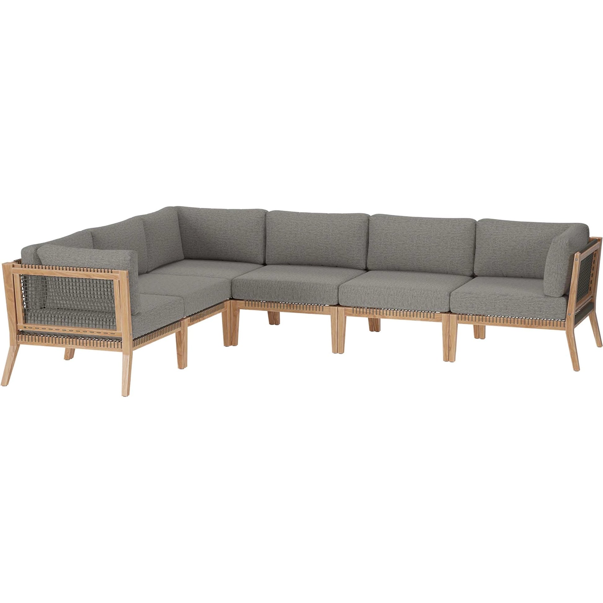 Cooper 6-Piece Teak Wood Sectional Sofa by Evans & Londeen. Made from teak wood, rope, quick dry foam, tack glides in a modern style.