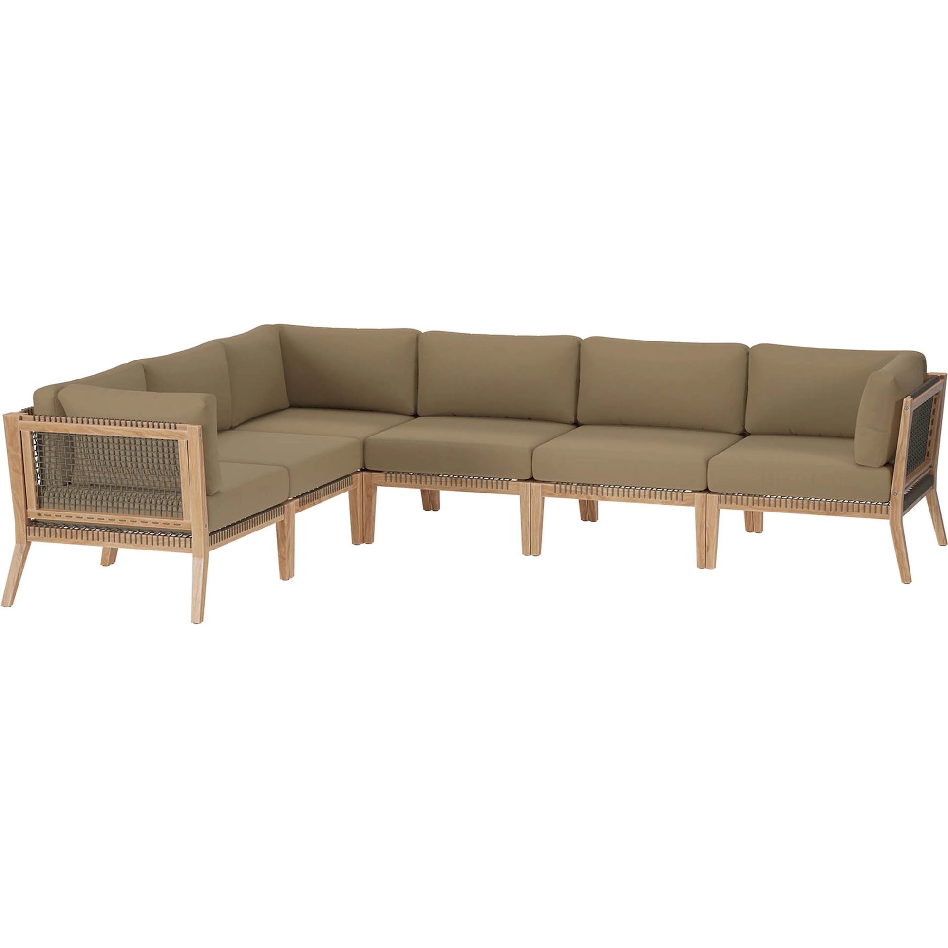 Cooper 6-Piece Teak Wood Sectional Sofa by Evans & Londeen. Made from teak wood, rope, quick dry foam, tack glides in a modern style.