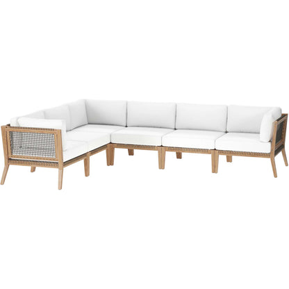 Cooper 6-Piece Teak Wood Sectional Sofa by Evans & Londeen. Made from teak wood, rope, quick dry foam, tack glides in a modern style.