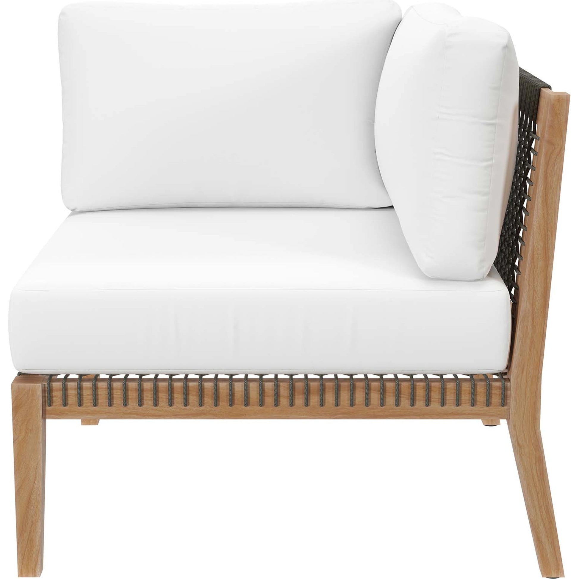 Cooper 6-Piece Teak Wood Sectional Sofa by Evans & Londeen. Made from teak wood, rope, quick dry foam, tack glides in a modern style.