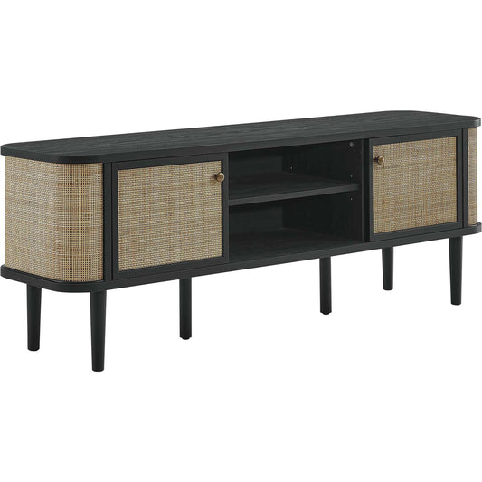 Aitkin 60'' Wood TV Stand by Evans & Londeen in black. Made from particle board, mdf in a cottage & farmhouse style.