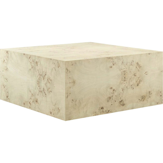 Clearfield 36" Square Burl Wood Coffee Table by Evans & Londeen. Made from mdf, burl veneer in a modern style.
