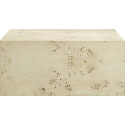 Clearfield 36" Square Burl Wood Coffee Table by Evans & Londeen. Made from mdf, burl veneer in a modern style.