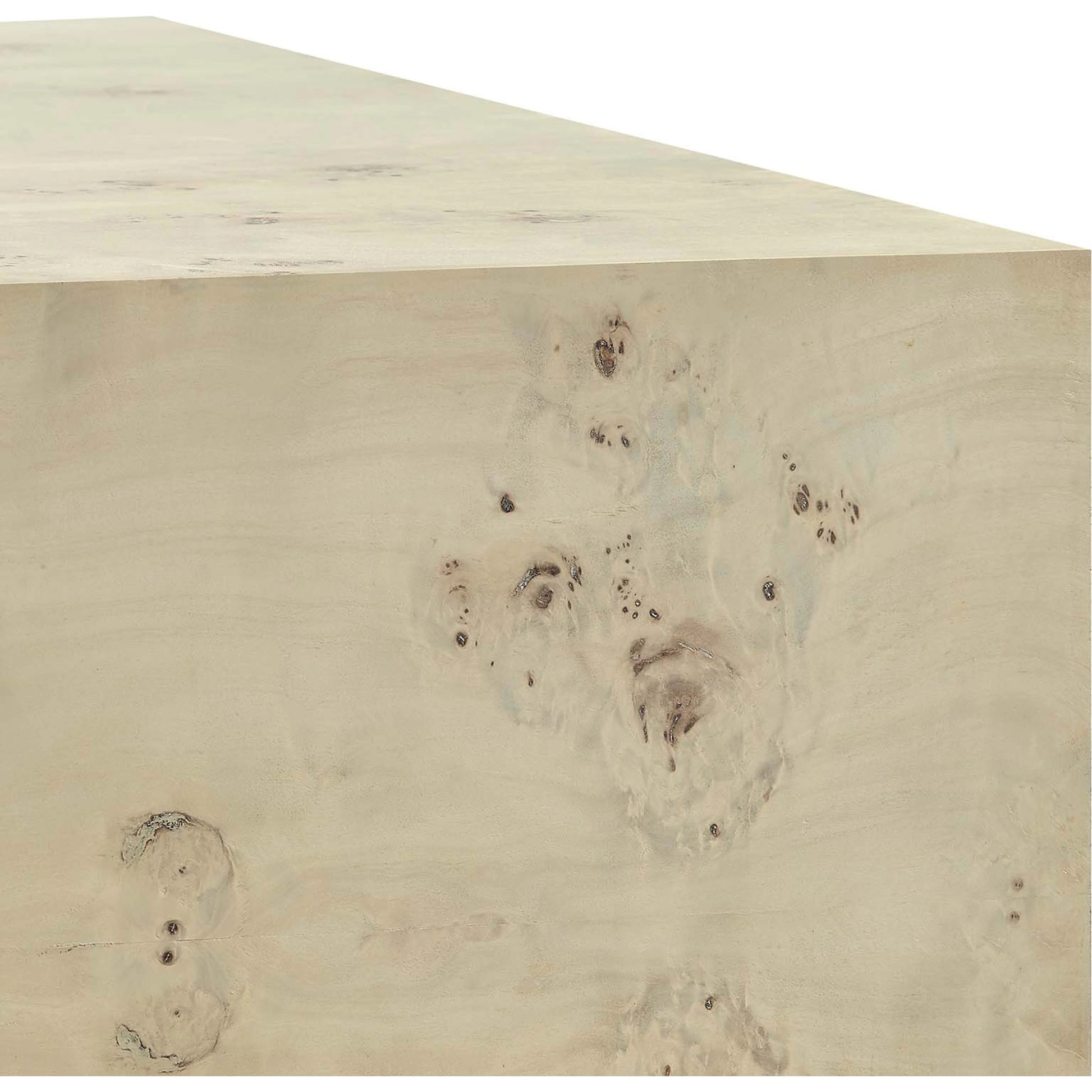 Clearfield 36" Square Burl Wood Coffee Table by Evans & Londeen. Made from mdf, burl veneer in a modern style.