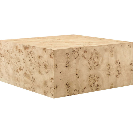Clearfield 36" Square Burl Wood Coffee Table by Evans & Londeen. Made from mdf, burl veneer in a modern style.