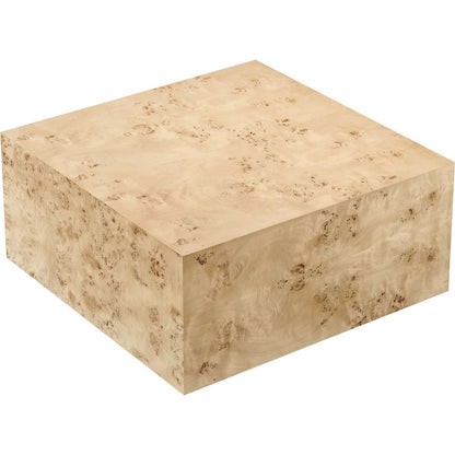 Clearfield 36" Square Burl Wood Coffee Table by Evans & Londeen. Made from mdf, burl veneer in a modern style.
