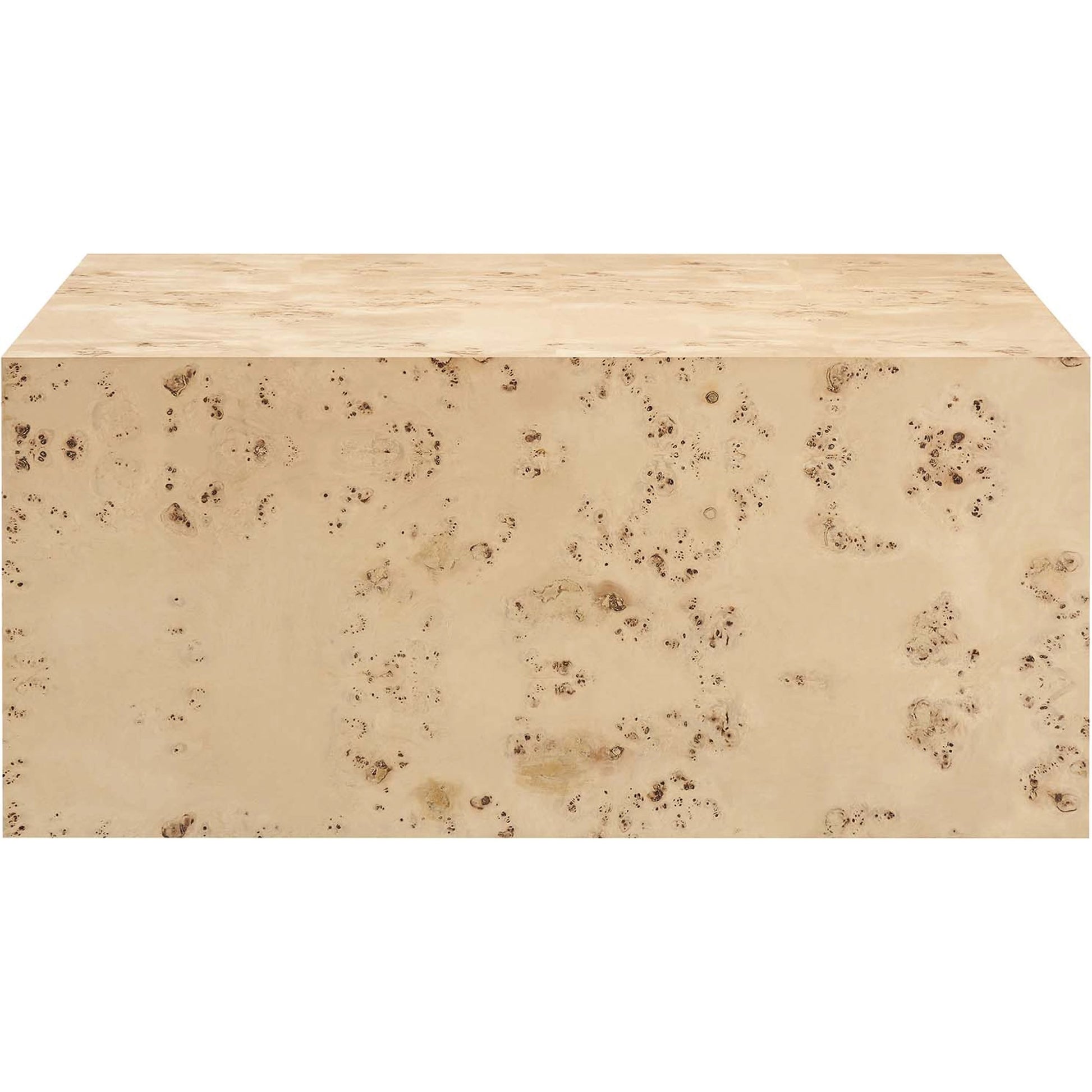 Clearfield 36" Square Burl Wood Coffee Table by Evans & Londeen. Made from mdf, burl veneer in a modern style.