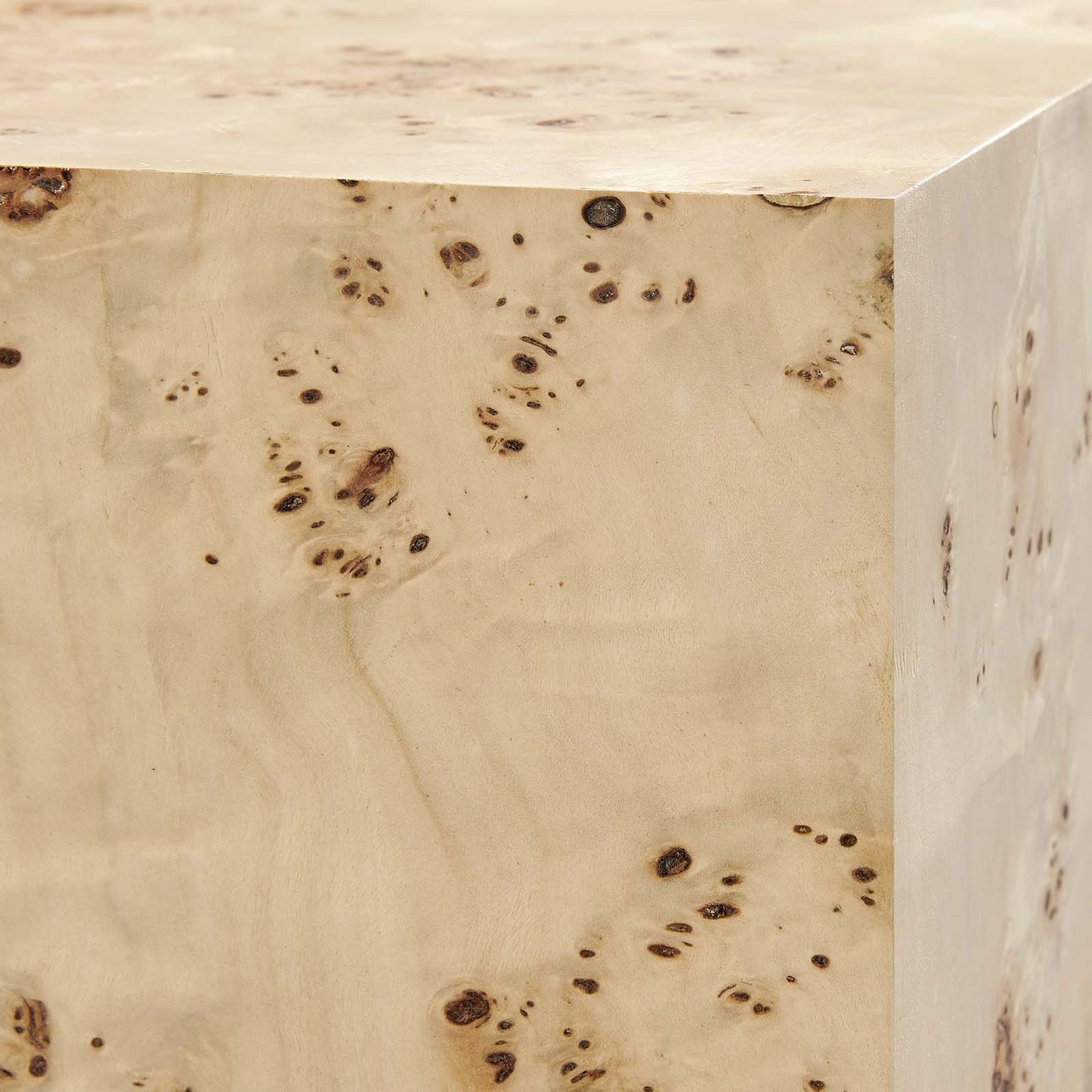 Clearfield 36" Square Burl Wood Coffee Table by Evans & Londeen. Made from mdf, burl veneer in a modern style.