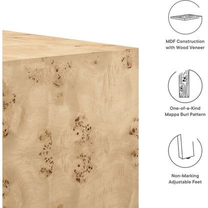 Clearfield 36" Square Burl Wood Coffee Table by Evans & Londeen. Made from mdf, burl veneer in a modern style.