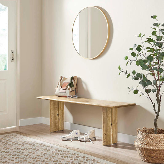 Canton 58" Wood Dining Bench by Evans & Londeen. Made from wood in a cottage & farmhouse style.