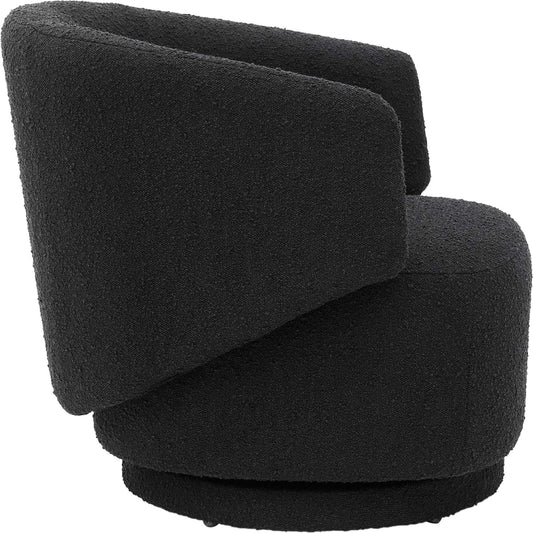 Clinton Boucle Swivel Chair by Evans & Londeen. Made from pine wood, plywood, elastic bondage in a modern style.