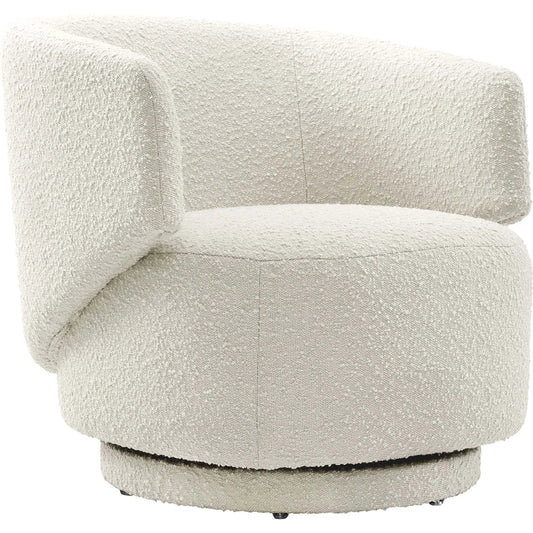 Clinton Boucle Swivel Chair by Evans & Londeen. Made from pine wood, plywood, elastic bondage in a modern style.