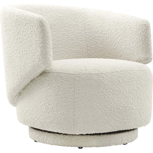 Clinton Boucle Swivel Chair by Evans & Londeen. Made from pine wood, plywood, elastic bondage in a modern style.