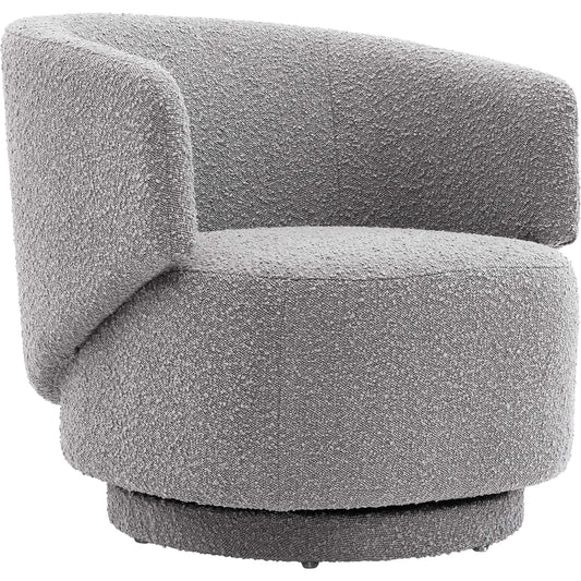 Clinton Boucle Swivel Chair by Evans & Londeen. Made from pine wood, plywood, elastic bondage in a modern style.