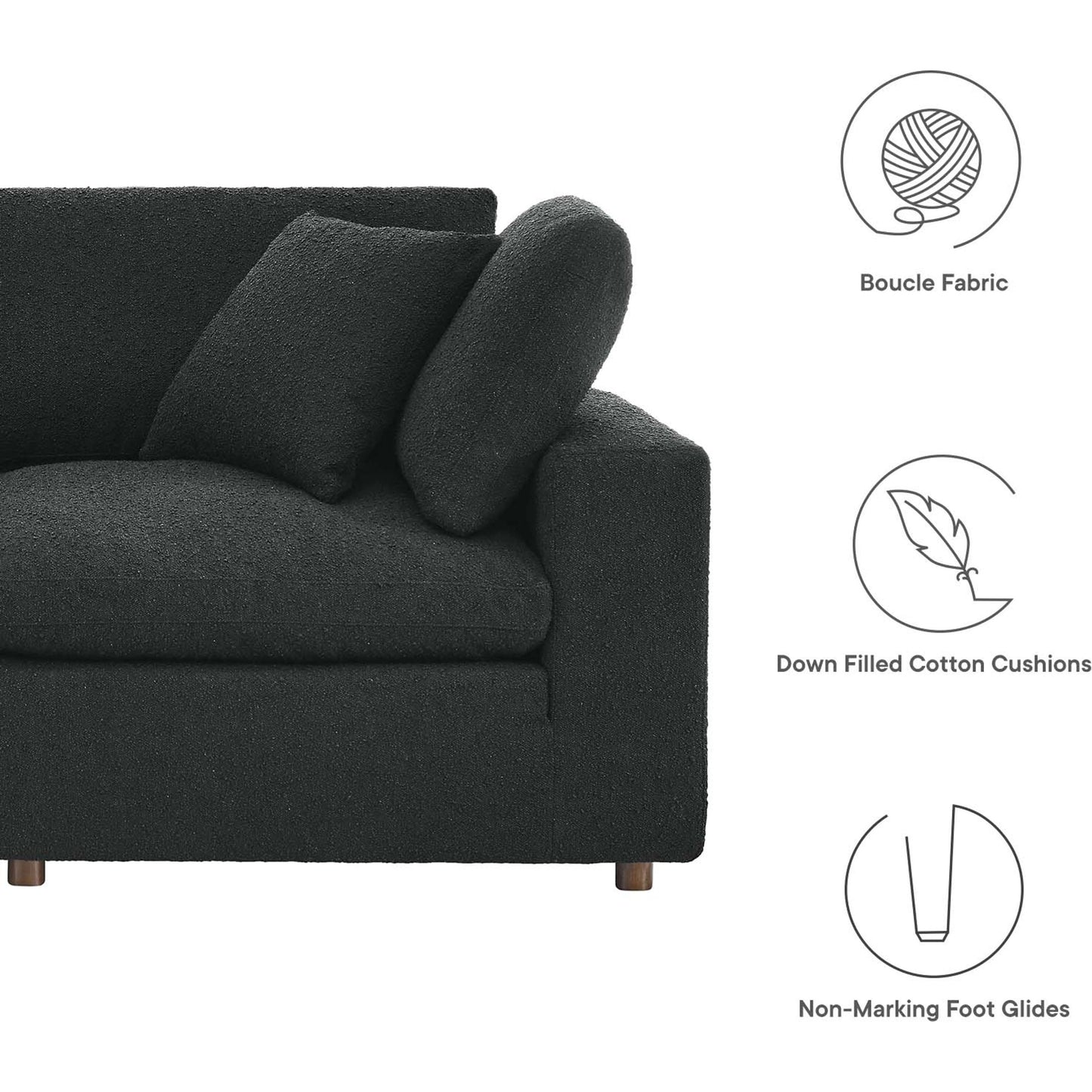 003 SI-2107019 | Closeup | Wheatland Down Filled Overstuffed Boucle 3-Seater Sofa by Evans & Londeen. Made from unique in a modern style.