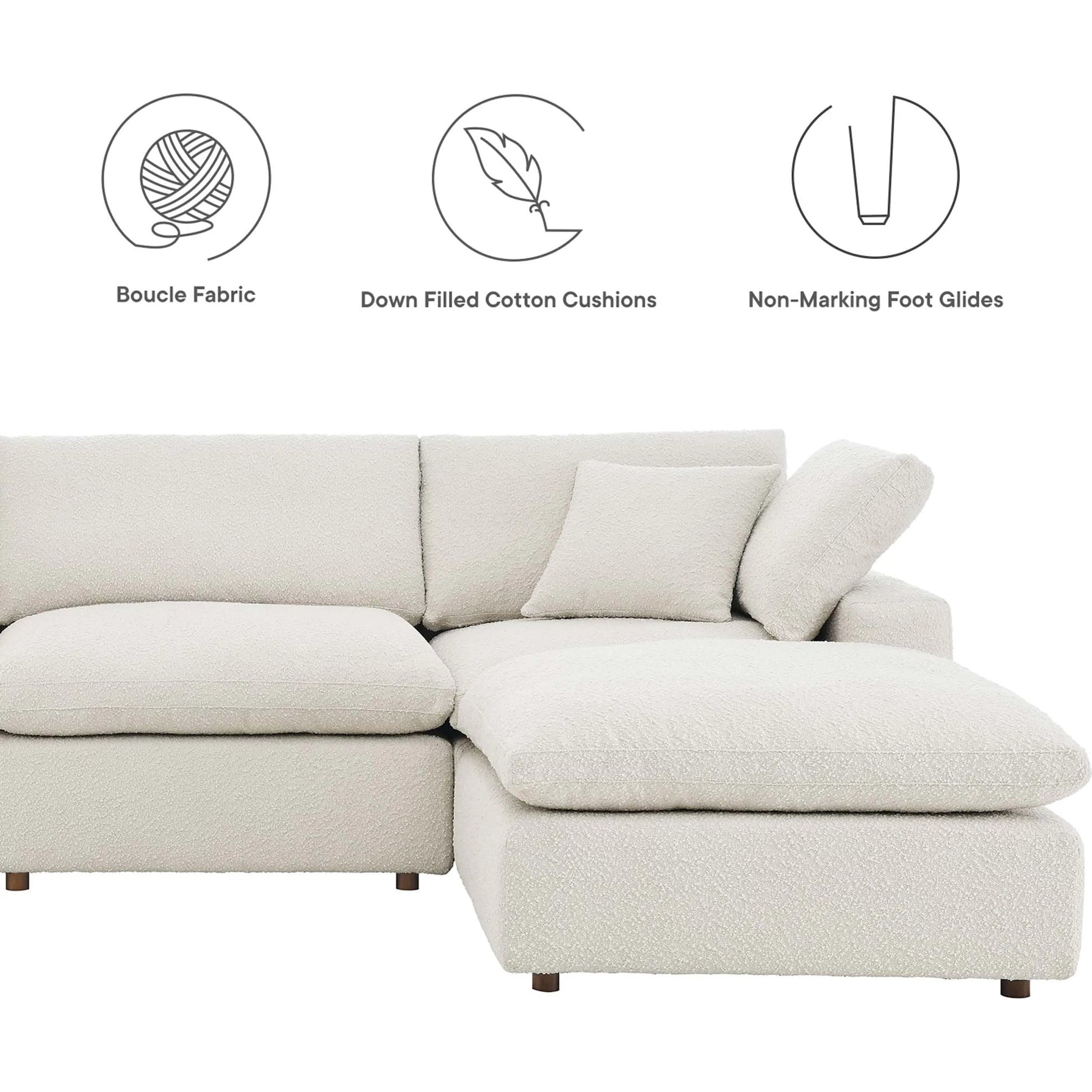 Wheatland 4-Piece Down Filled Overstuffed Boucle Sectional Sofa by Evans & Londeen. Made from unique in a modern style.