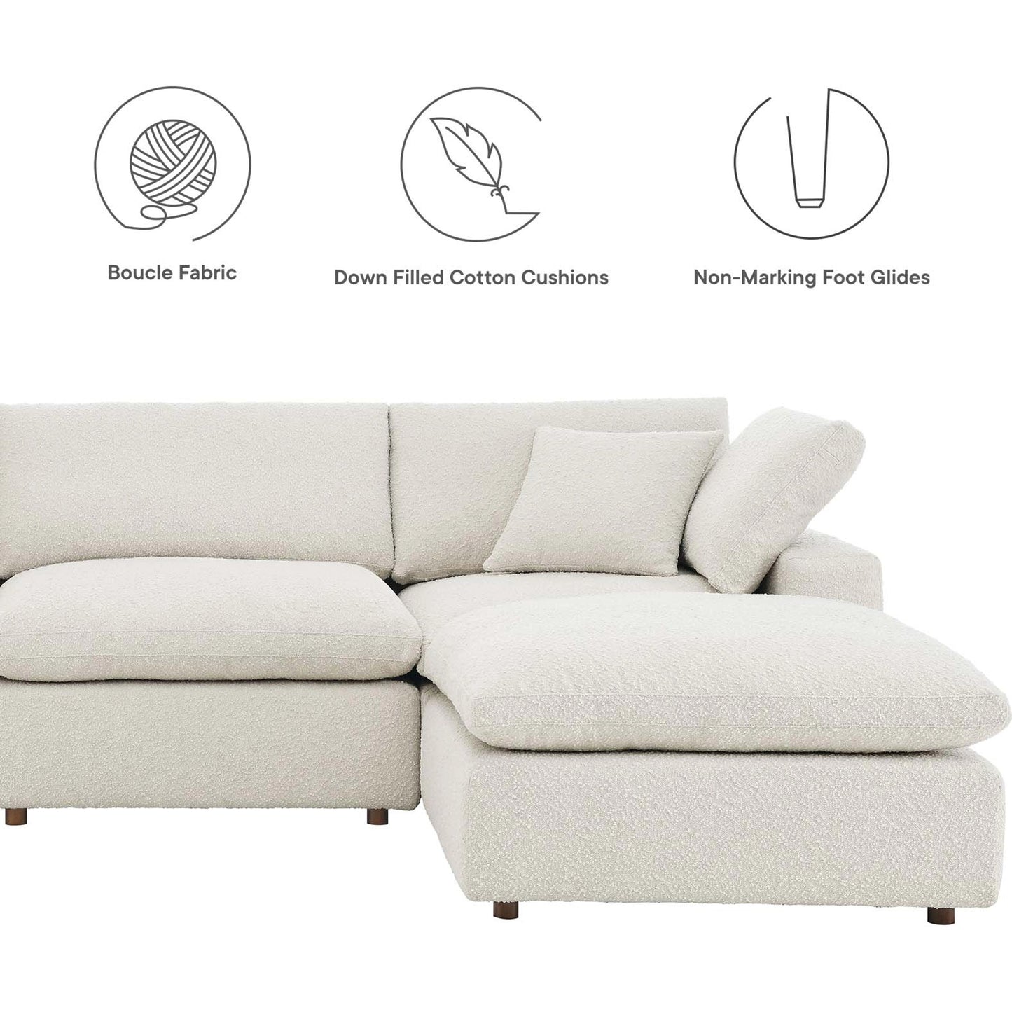 008 SI-2107023 | Additional Silo | Wheatland 4-Piece Down Filled Overstuffed Boucle Sectional Sofa by Evans & Londeen. Made from unique in a modern style.