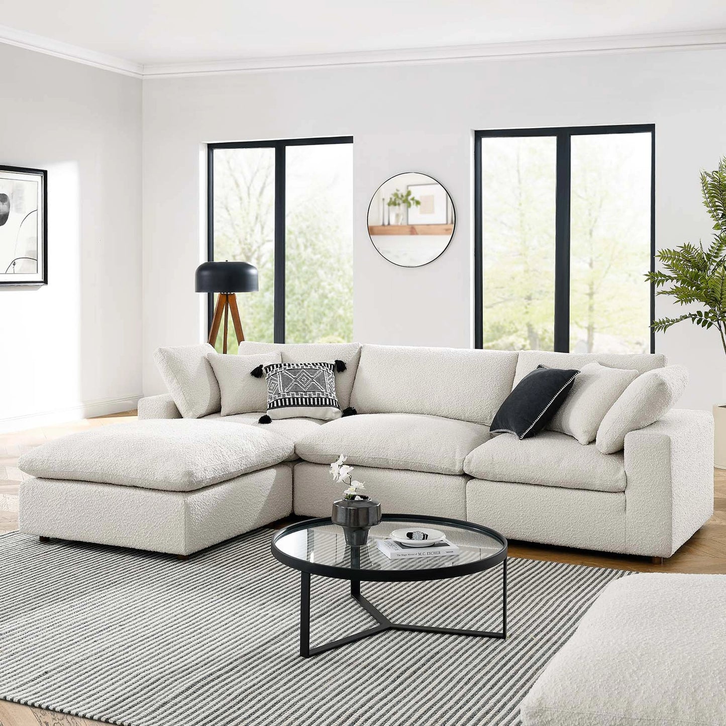 014 SI-2107023 | Lifestyle | Wheatland 4-Piece Down Filled Overstuffed Boucle Sectional Sofa by Evans & Londeen. Made from unique in a modern style.