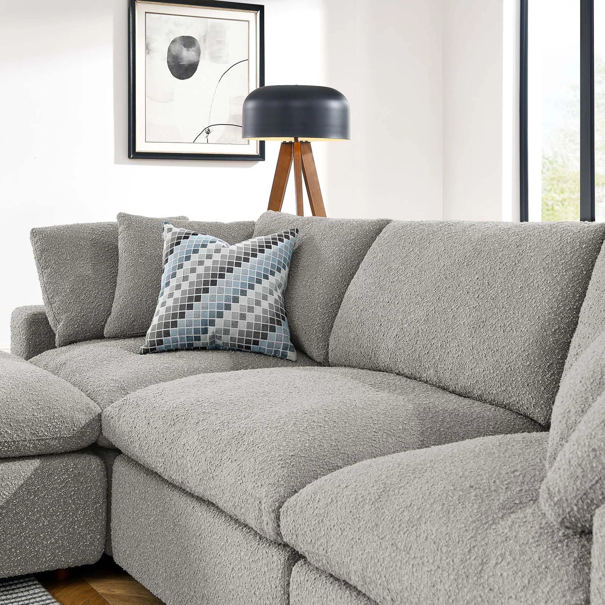 Wheatland 4-Piece Down Filled Overstuffed Boucle Sectional Sofa by Evans & Londeen. Made from unique in a modern style.