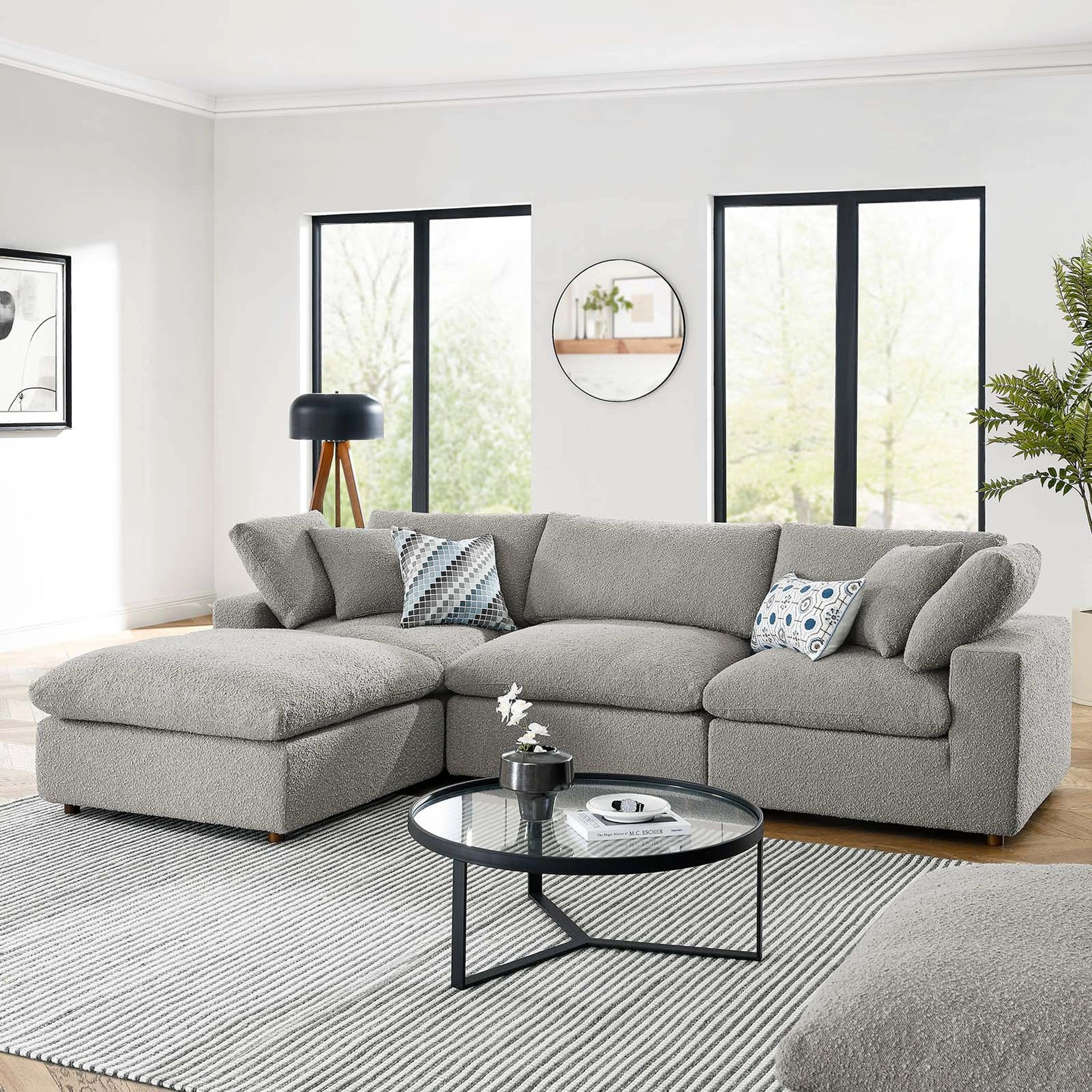 Wheatland 4-Piece Down Filled Overstuffed Boucle Sectional Sofa by Evans & Londeen. Made from unique in a modern style.