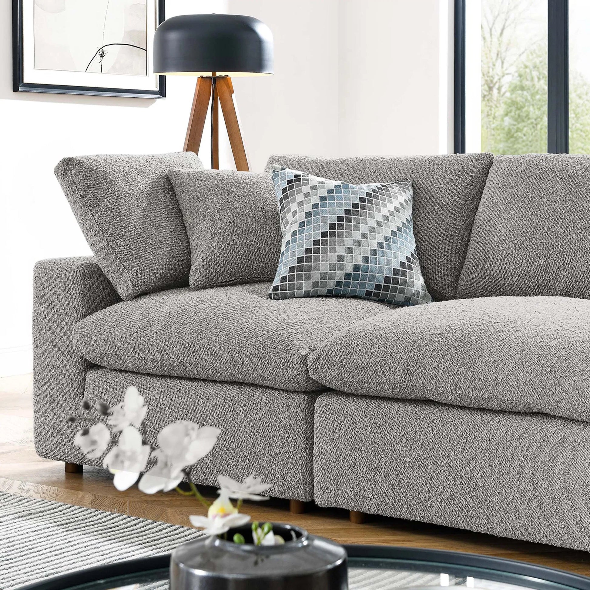 Wheatland Down Filled Overstuffed Boucle 4-Seater Sofa by Evans & Londeen. Made from unique in a modern style.