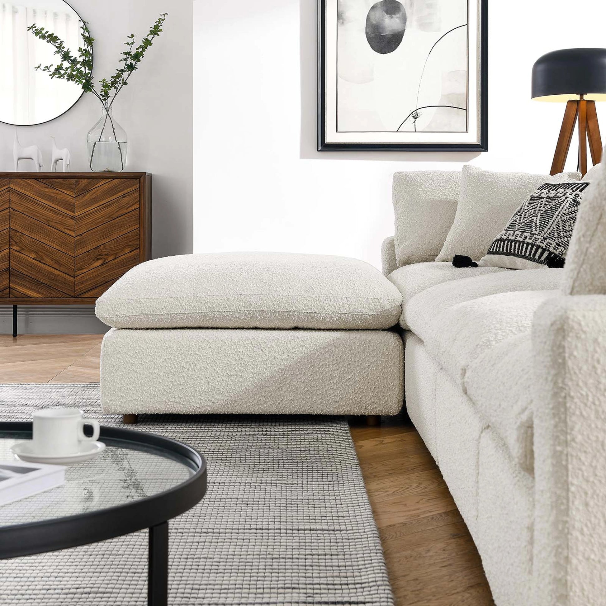 Wheatland 5-Piece Down Filled Overstuffed Boucle Sectional Sofa by Evans & Londeen. Made from unique in a modern style.