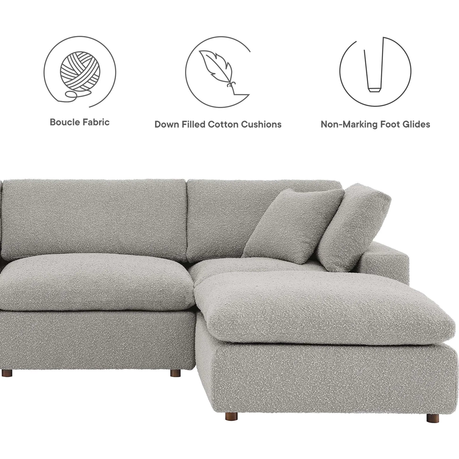 Wheatland 5-Piece Down Filled Overstuffed Boucle Sectional Sofa by Evans & Londeen. Made from unique in a modern style.