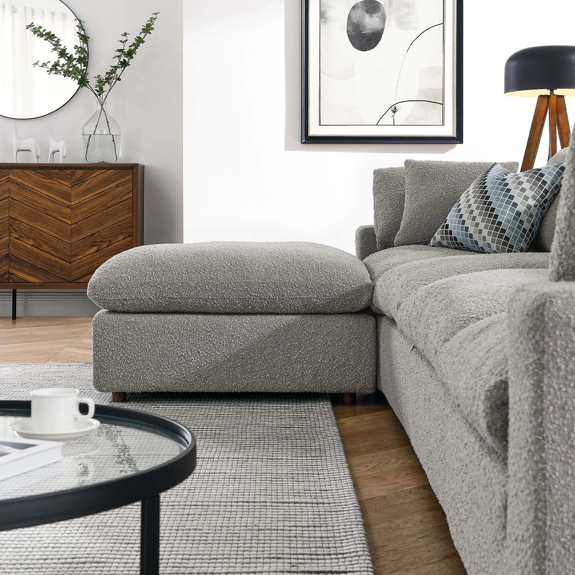 Wheatland 5-Piece Down Filled Overstuffed Boucle Sectional Sofa by Evans & Londeen. Made from unique in a modern style.