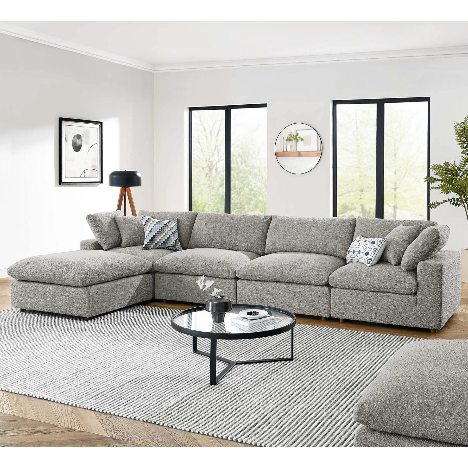 Wheatland 5-Piece Down Filled Overstuffed Boucle Sectional Sofa by Evans & Londeen. Made from unique in a modern style.