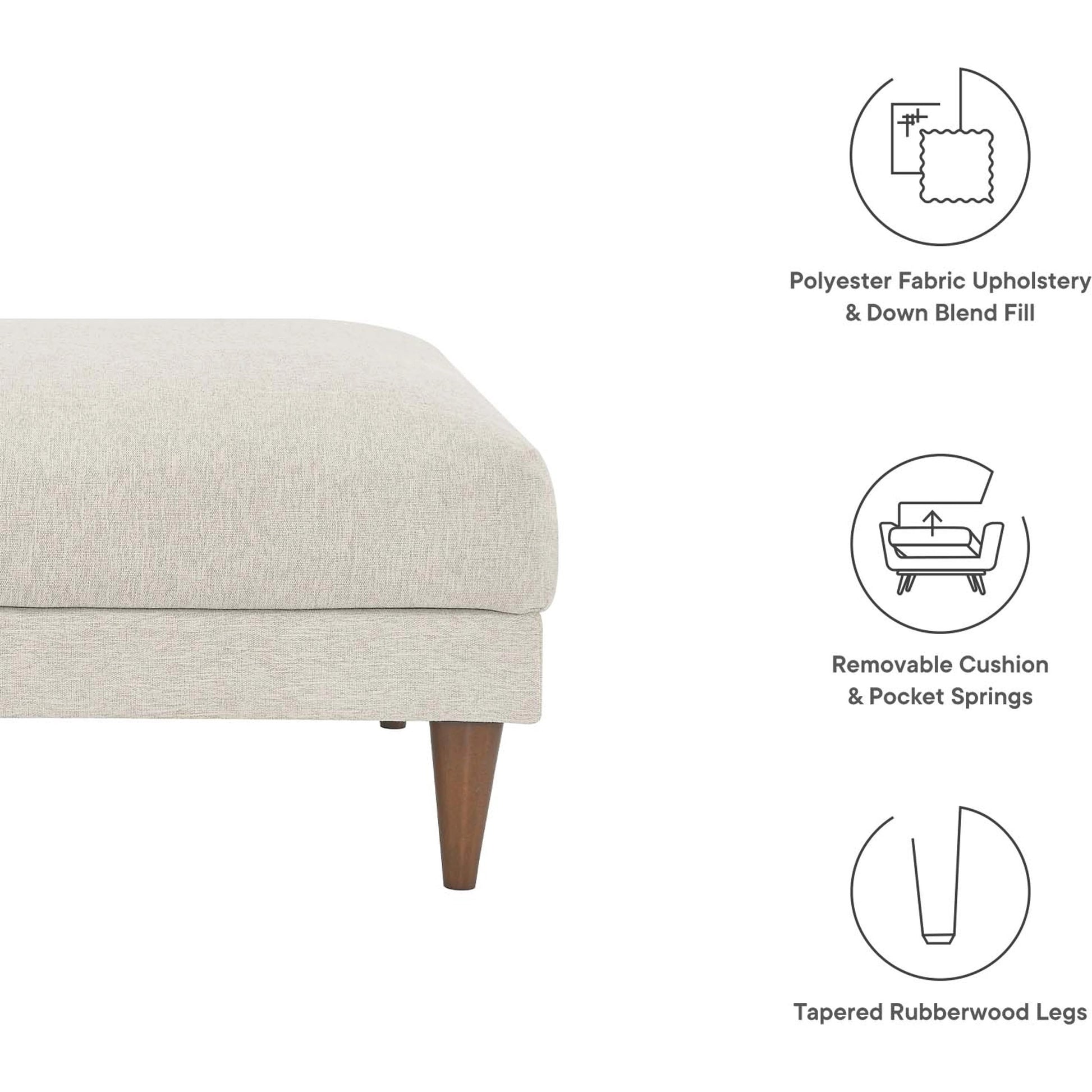 Okanogan Down Filled Overstuffed Ottoman by Evans & Londeen in ivory fabric. Made from unique in a modern style.