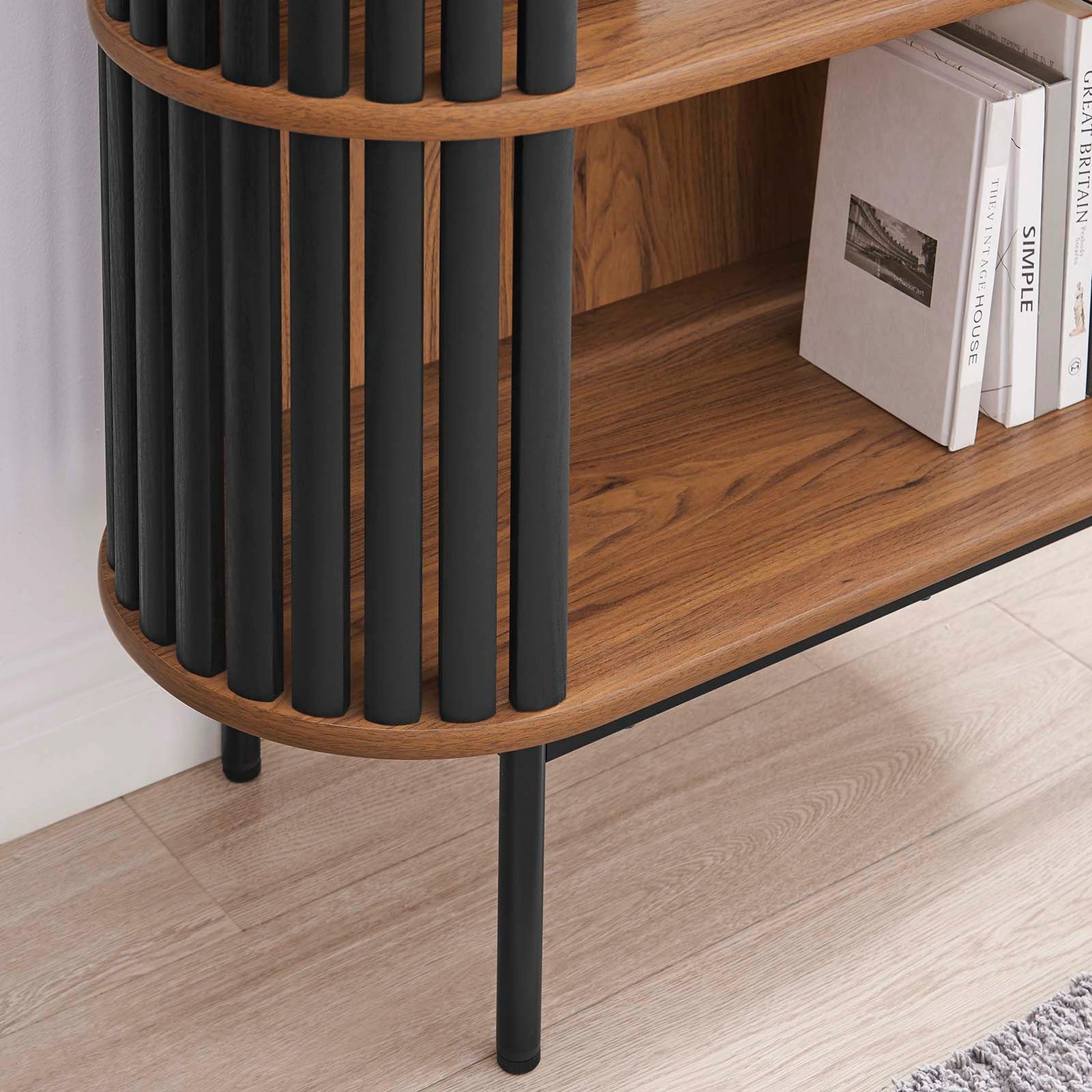 Winchester Three Tier Display Cabinet by Evans & Londeen. Made from mdf, particleboard, metal legs in a modern style.