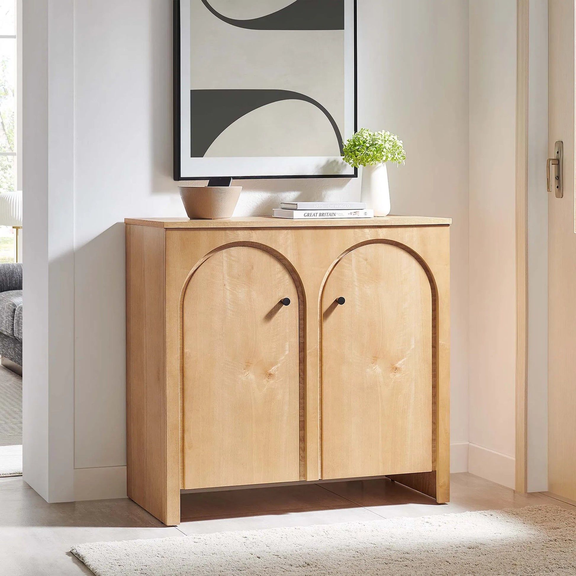 Osceola 2-Door Arched Door Storage Cabinet by Evans & Londeen in walnut. Made from unique in a transitional style.