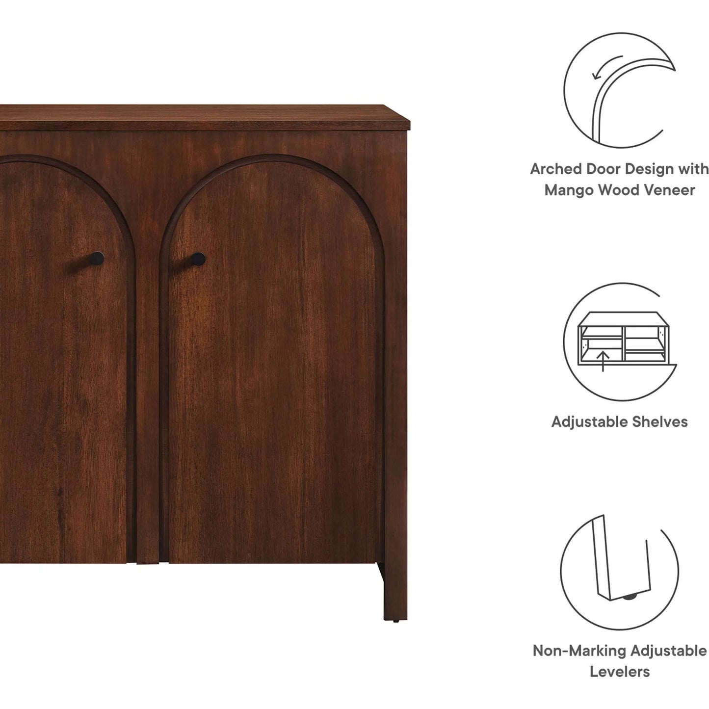 010 SI-2252921 | Closeup | Osceola 2-Door Arched Door Storage Cabinet by Evans & Londeen in walnut. Made from unique in a transitional style.