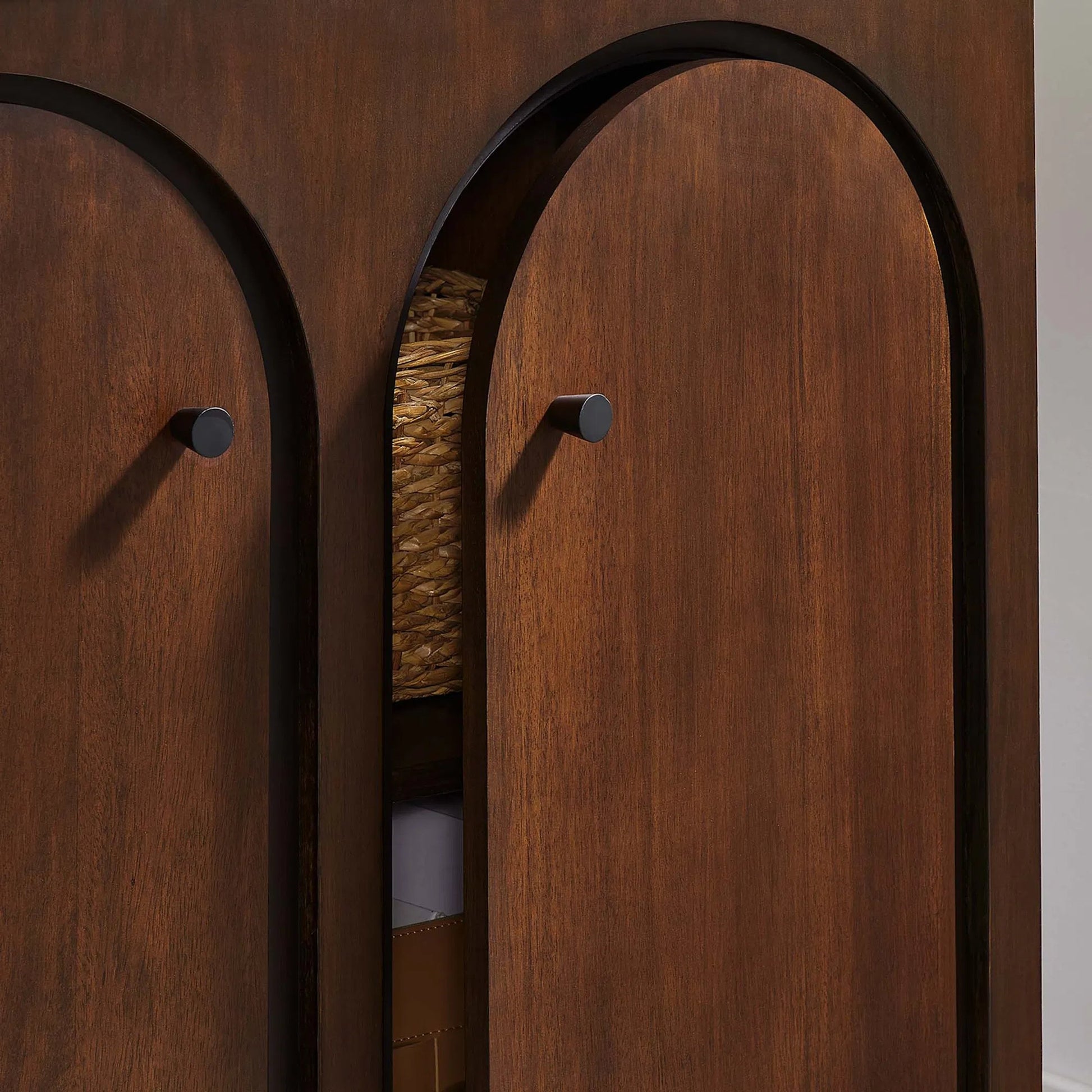 Osceola 2-Door Arched Door Storage Cabinet by Evans & Londeen in walnut. Made from unique in a transitional style.