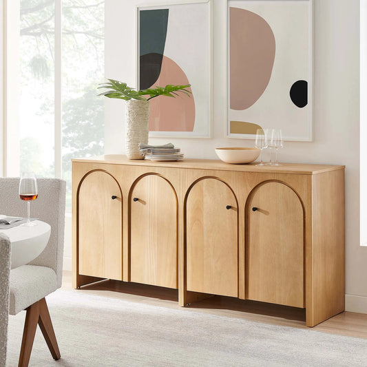 Victoria Wood Grain 4-Door Sideboard Storage Cabinet by Evans & Londeen. Made from wood in a unique style.